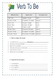 English Worksheet: Verb To Be 