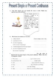 English Worksheet: Present Simple or Present Continuous