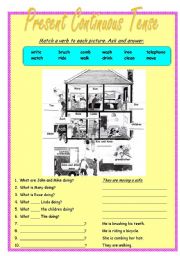 English Worksheet: Present Continuous Tense