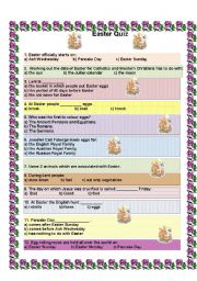 English Worksheet: Easter Quiz