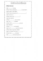 English Worksheet: Introductions