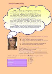 English Worksheet: Teenagers and make up