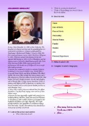 English Worksheet: Scarlett Johanssons biography