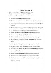 English worksheet: Conjunctive Adverbs