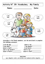 English Worksheet: MY FAMILY