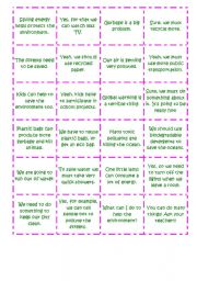 English Worksheet: Environment/modals memory game