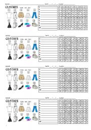 English Worksheet: Clothes wordserach