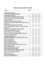 English Worksheet: Pupil Self Assessment