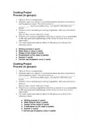 English Worksheet: cooking project