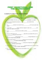 English Worksheet: FIRST CONDITIONAL AND THE ENVIRONMENT