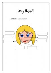 English worksheet: My head