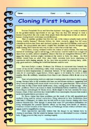 English Worksheet: Science /technology / Cloning