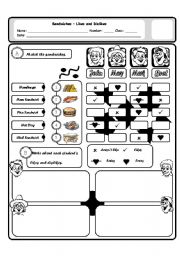 English Worksheet: Sandwiches - Likes And Dislikes (Fully Editable + Answer Key)