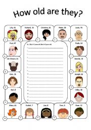 English Worksheet: How old are they?