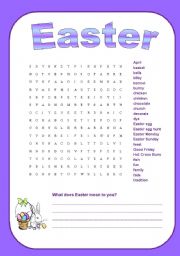 English Worksheet: Easter Word Search