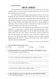 English Worksheet: Computer technology