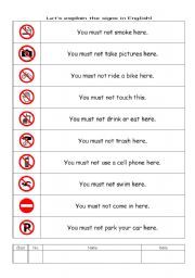 Can and Mustnt - Signs in English -