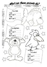 English Worksheet: CAN / CANT + animals
