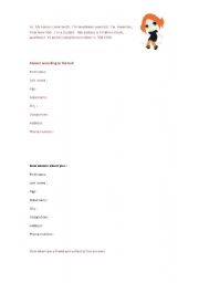 English Worksheet: My personal information