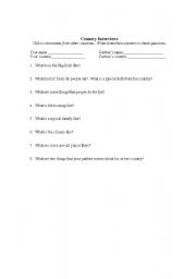 English worksheet: Classmate interviews