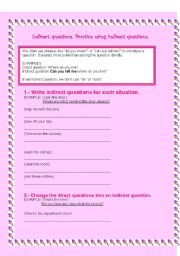 English Worksheet: INDIRECT QUESTIONS
