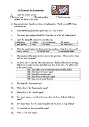 English Worksheet: Mr Bean and the Examination