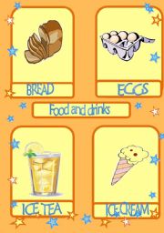 English Worksheet: FOOD AND DRINKS-flashcards- 1/3