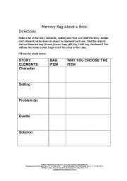 English Worksheet: Memory Bag