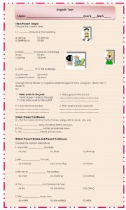 Present Simple and Present Continuous test