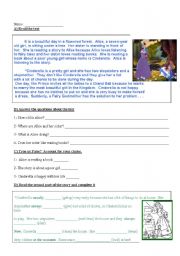 English Worksheet: Alice and Cinderella (Reading comp, simple present, pres continuous and simple past