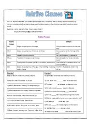 English Worksheet: Relative Clauses - Use and Exercises