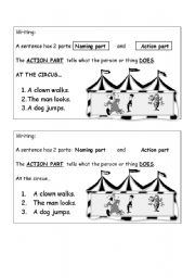 English worksheet: Action part of a sentence