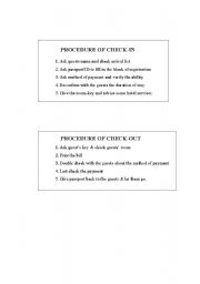 English worksheet: teaching for procedure of check-in and check-out