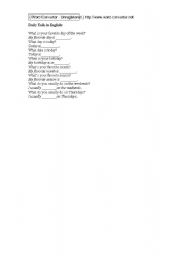 English Worksheet: daily talk in English