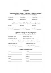 English Worksheet: Suffix 