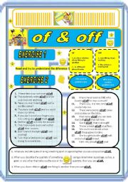 English Worksheet: OF & OFF