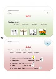 English worksheet: Vocabulary Quizes: seasons and clothes