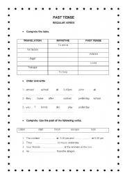 English worksheet: Past tense. Regular verbs