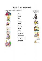 English worksheet: leisure activities