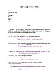 English worksheet: ROLE PLAY:GINGERBREAD MAN