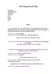 English Worksheet: ROLE PLAY:GINGERBREAD MAN