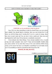 English Worksheet: Have you ever done something to help the planet?