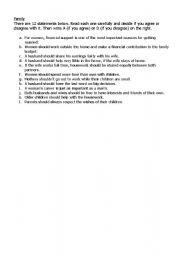 English worksheet: Speaking about family life