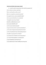 English Worksheet: Passive Questions Exercise