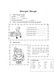 English Worksheet: Have got and has got
