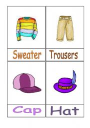 English Worksheet: Clothes Flashcards 2