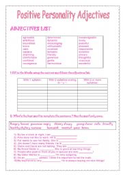 English Worksheet: Positive Personality Adjectives exercise
