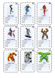 English Worksheet: Top Trump Cards - Marvel Heroes 2-3