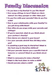 English Worksheet: Family Discussion