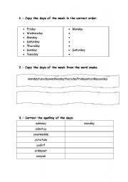 English worksheet: Days of the week